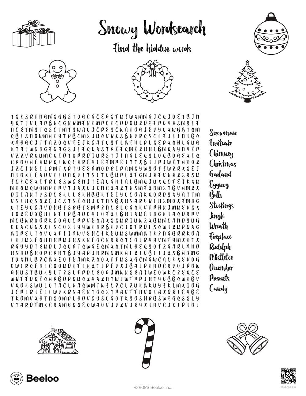 Snowy Wordsearch Beeloo Printable Crafts And Activities For Kids