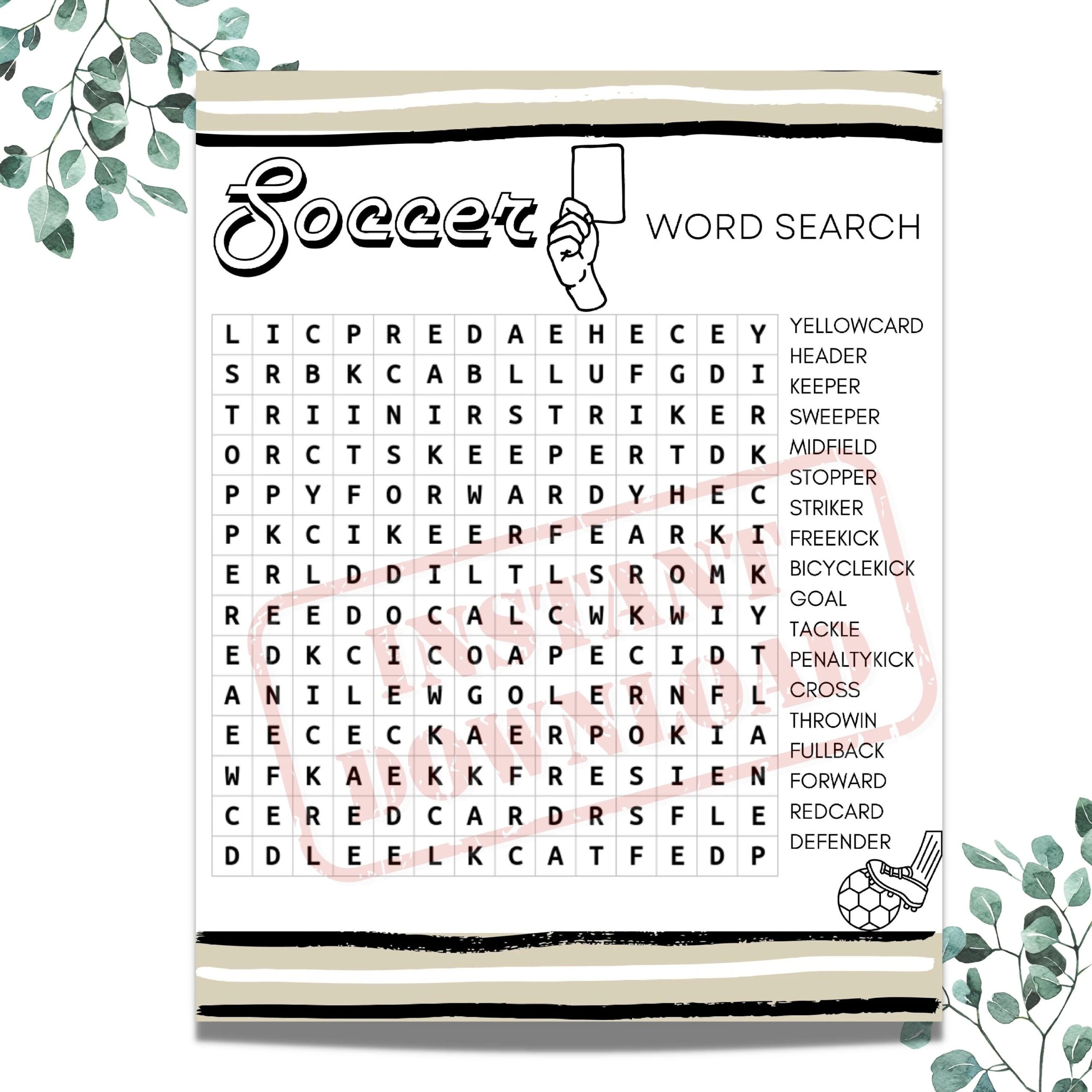 Soccer Word Search For Excellent Kids