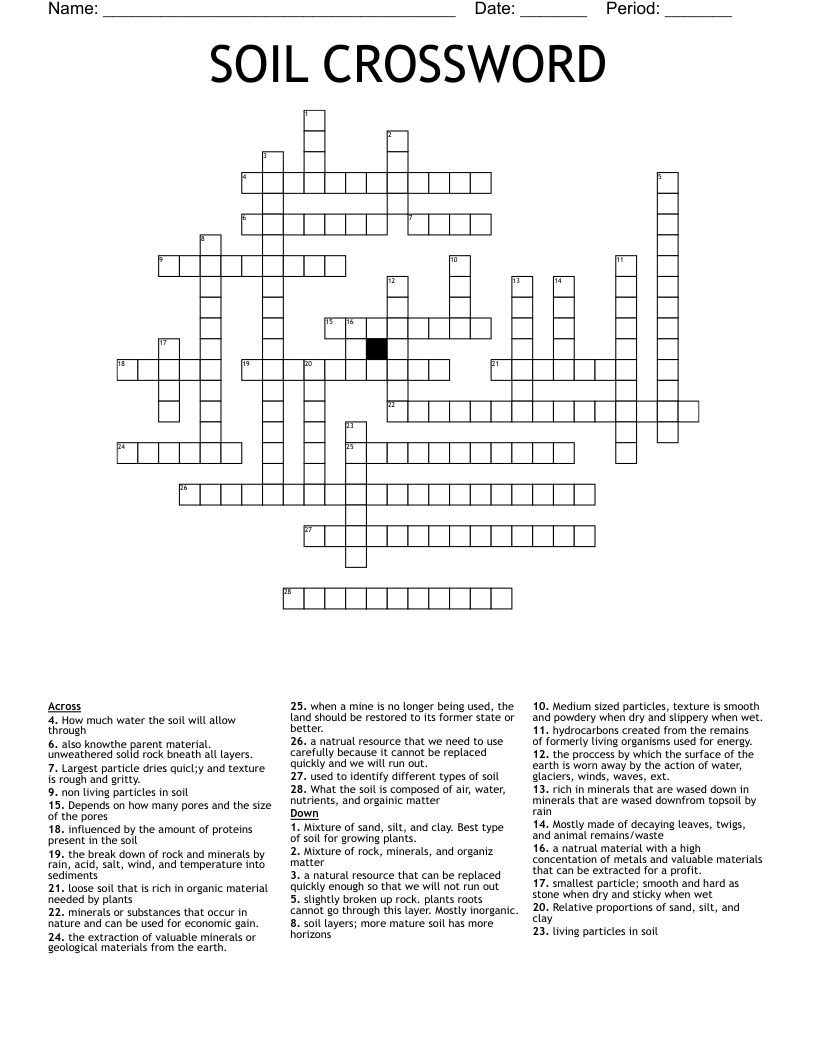 SOIL CROSSWORD WordMint