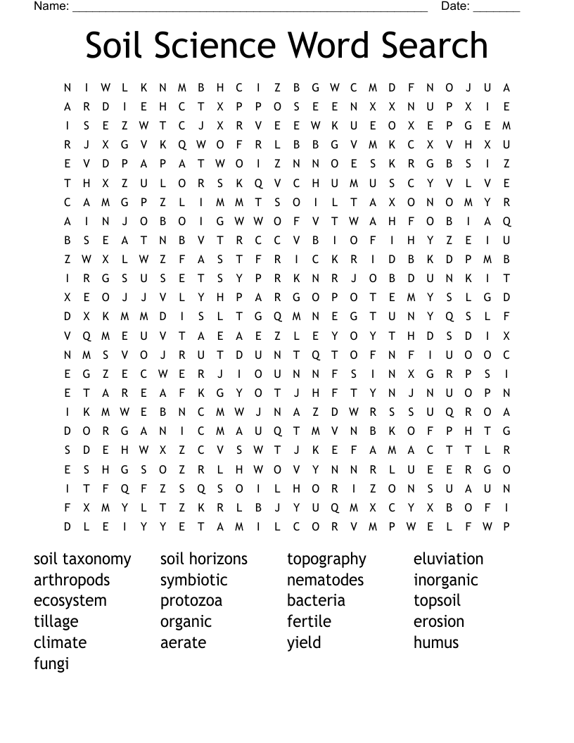 Soil Science Word Search WordMint