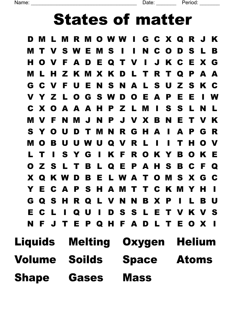 SOL 5 4 Matter Word Search WordMint