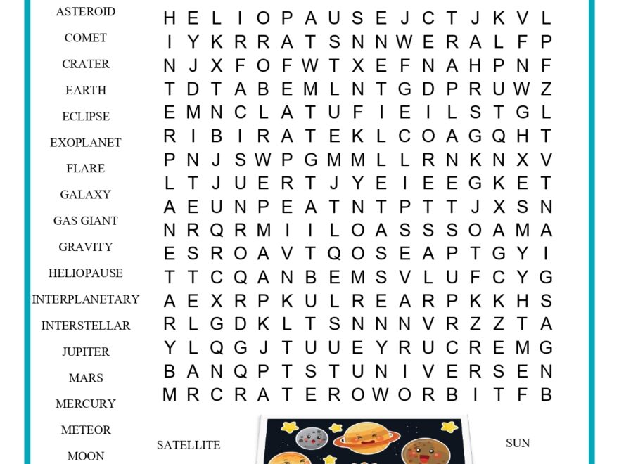 Solar System Word Search Printable