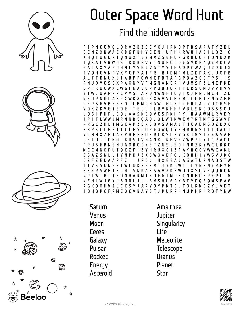Space themed Word Searches Beeloo Printable Crafts And Worksheets Library
