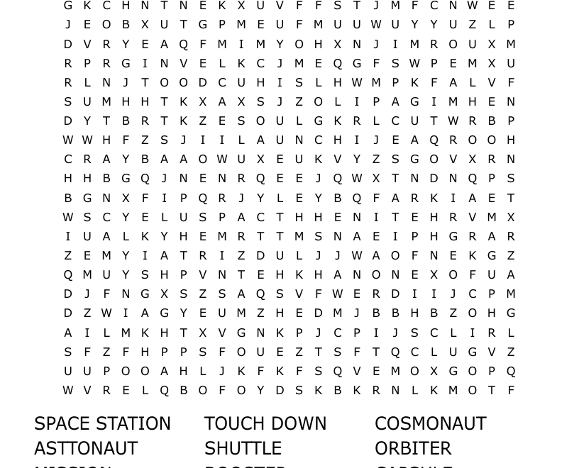 Space Travel Word Search WordMint