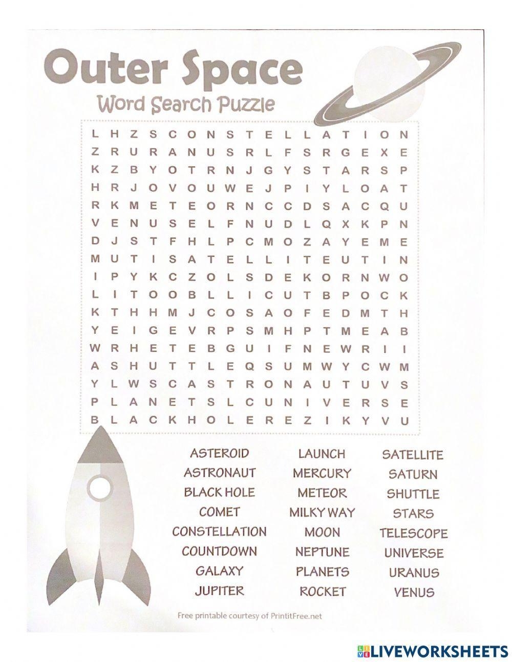 Space Word Search Taylor Gonzales Live Worksheets Worksheets Library