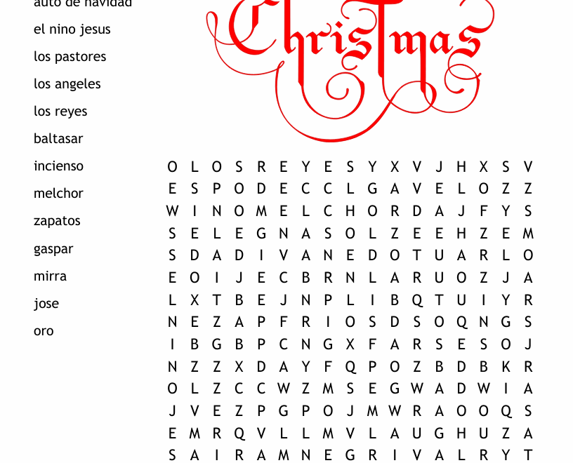 Spanish Christmas Word Find Word Search WordMint