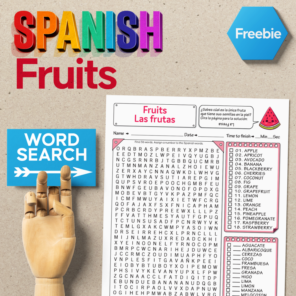 spanish food word search a free printable to learn food vocabulary