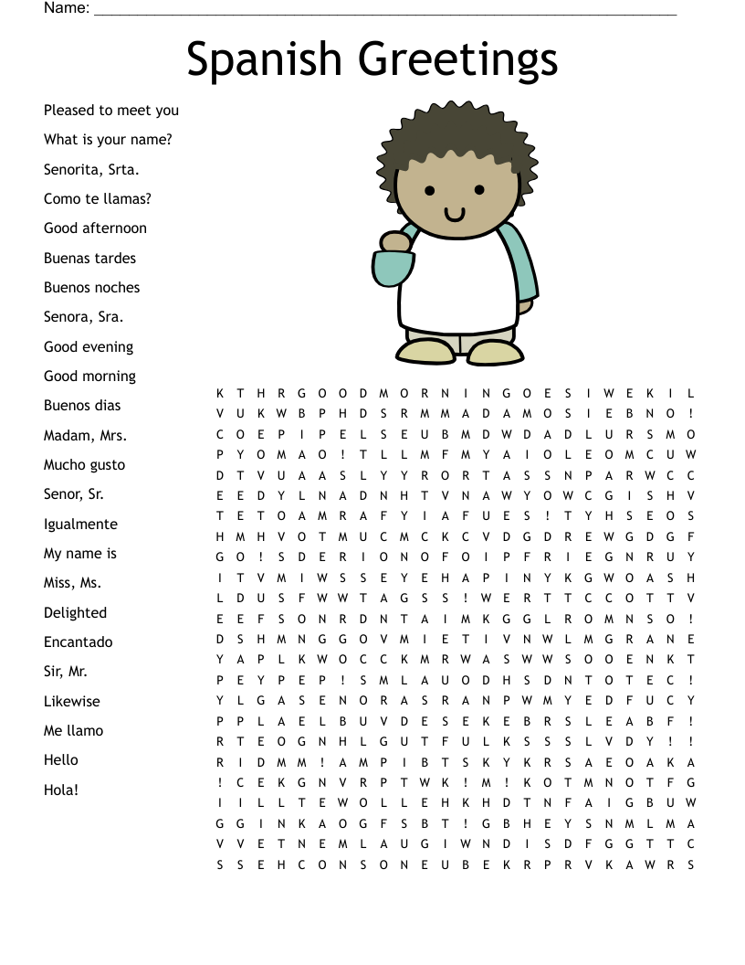 Spanish Greetings Word Search WordMint