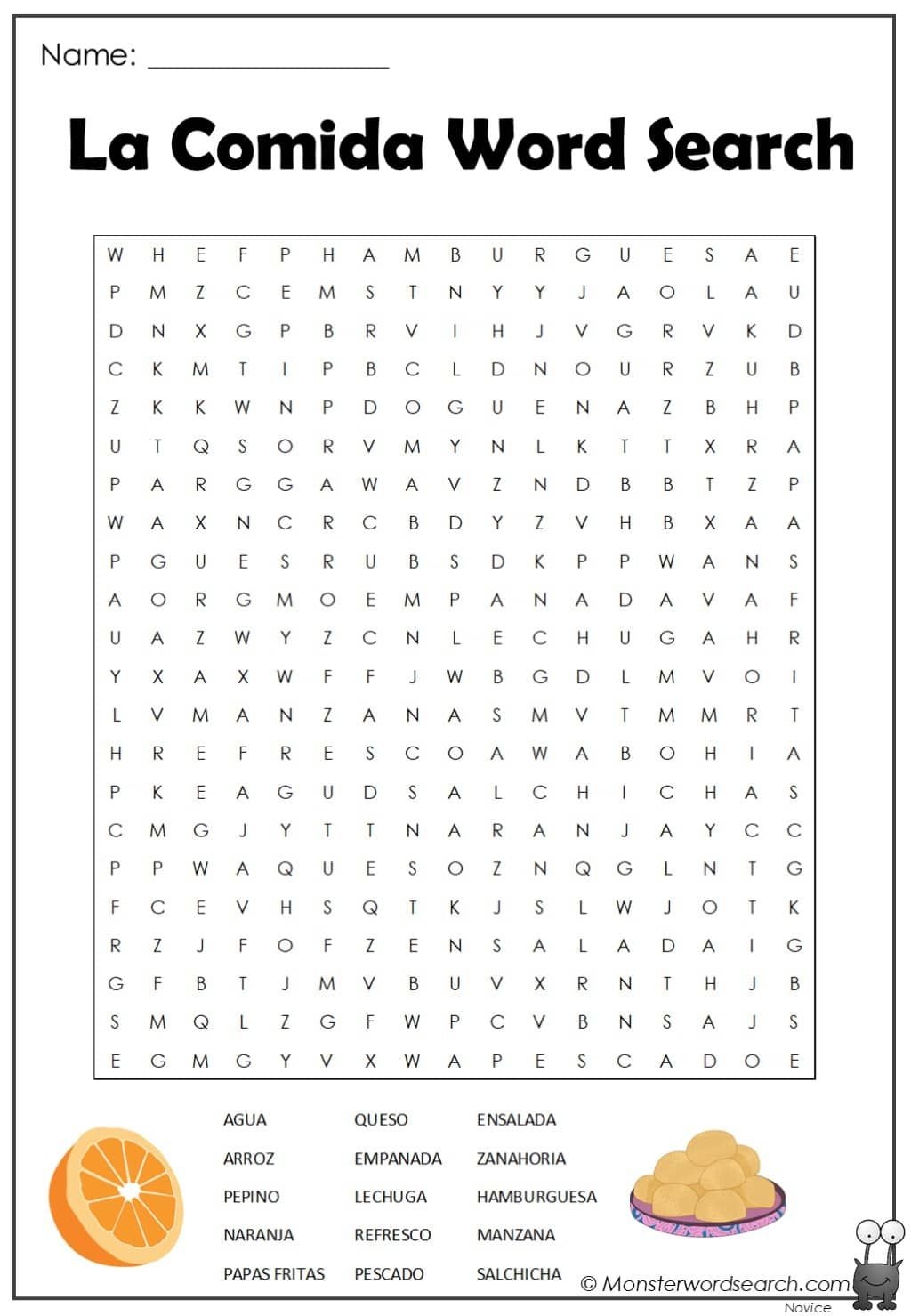 Spanish Months Of The Year Word Search