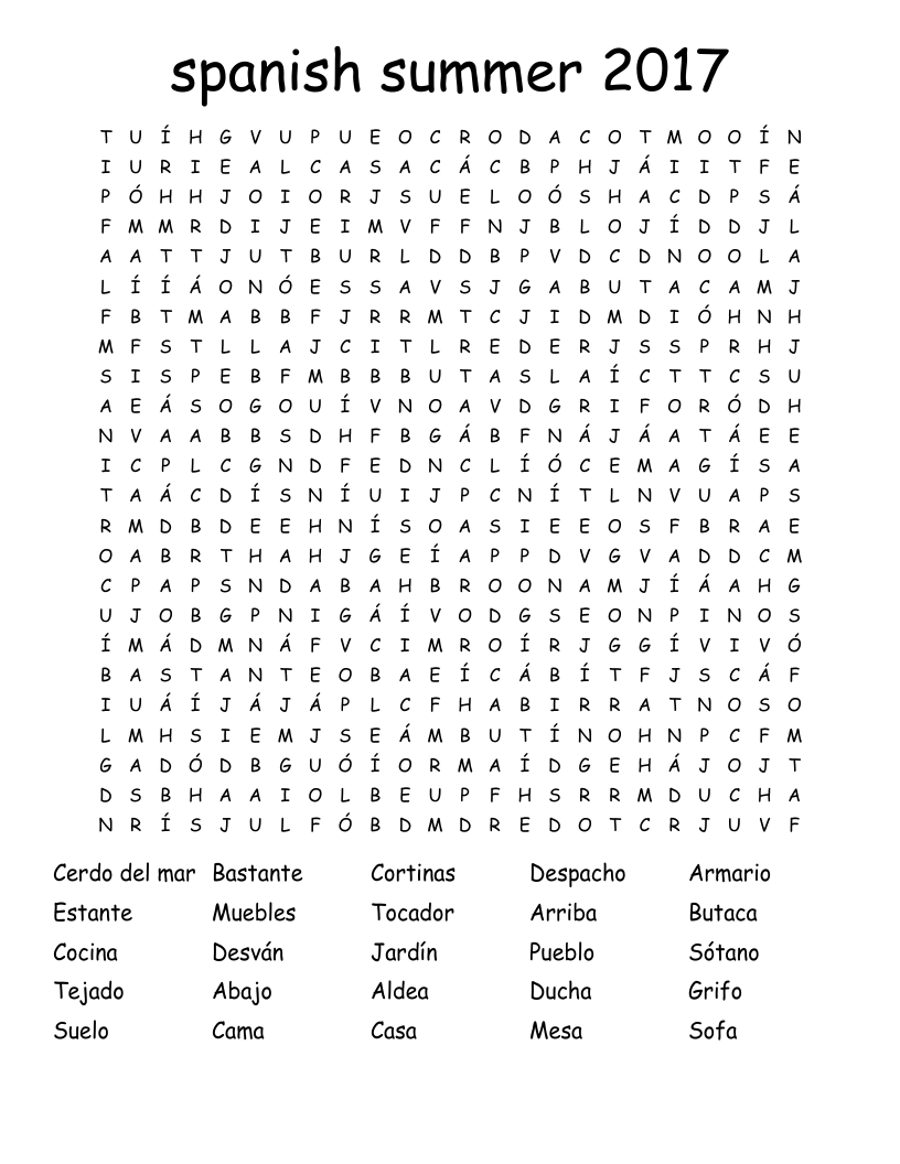 Summer Word Search Puzzles Printable