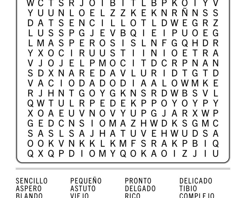 Spanish Word Search Adjectives A Game With Adjectives In Spanish