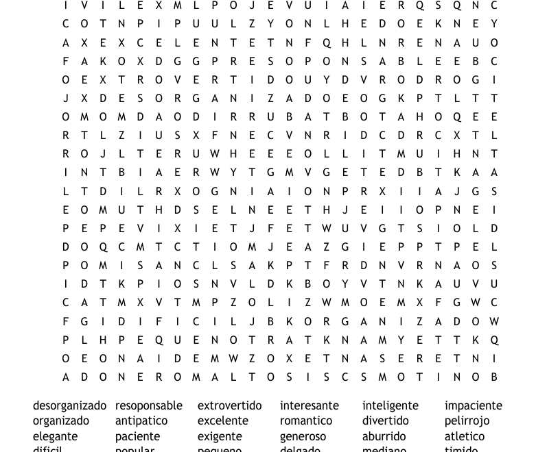 Spanish Words Word Search WordMint