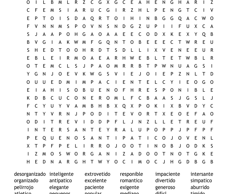 Spanish Words Word Search WordMint