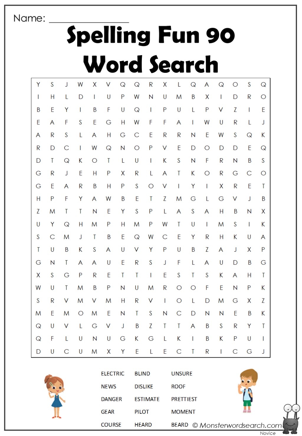 Spelling Fun 90 Word Search Monster Word Search
