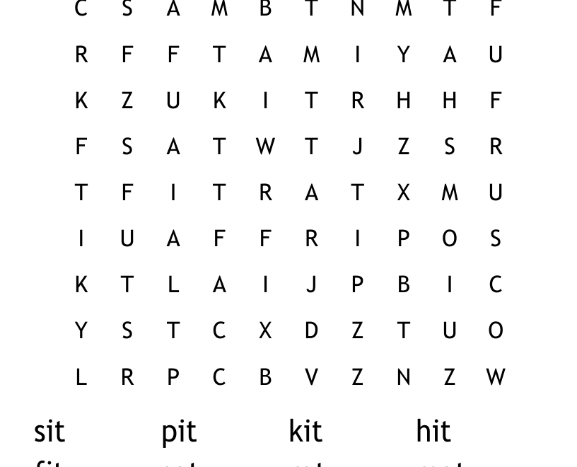 Spelling List 1 Word Search WordMint