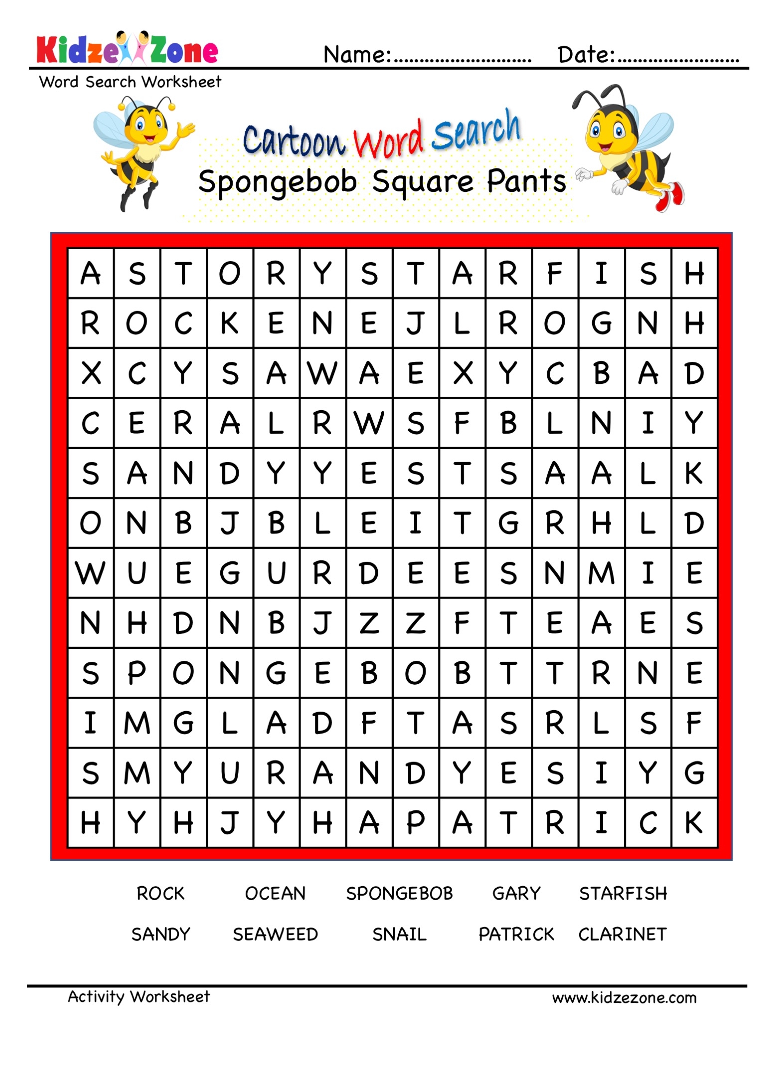 spongebob square parts character worksheet kidzezone worksheets library