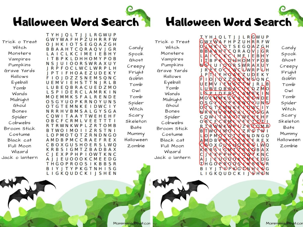 Printable Hlloween Library Word Search