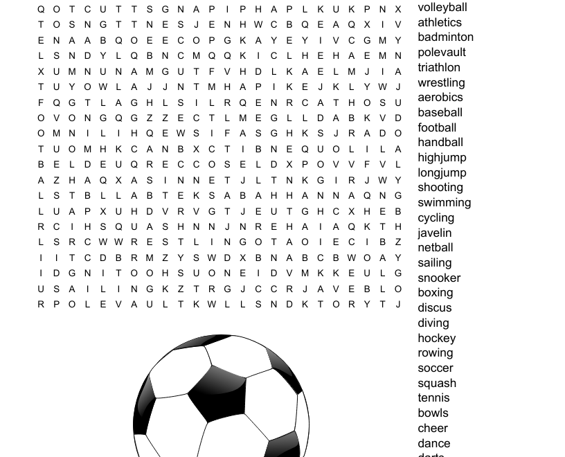 Sport Word Search WordMint