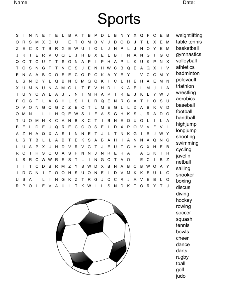 Sport Word Search WordMint