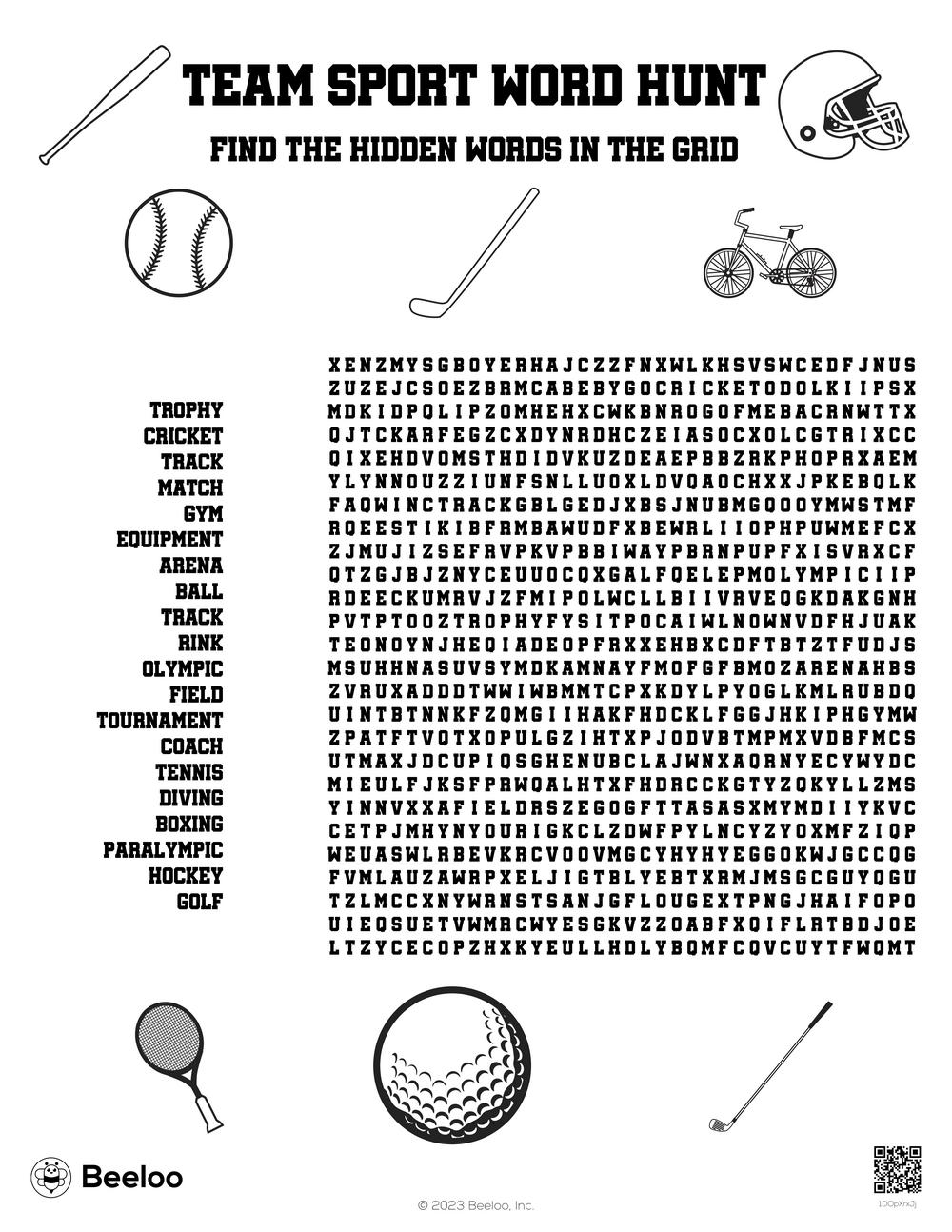 Sports themed Word Searches Beeloo Printable Crafts And Activities For Kids