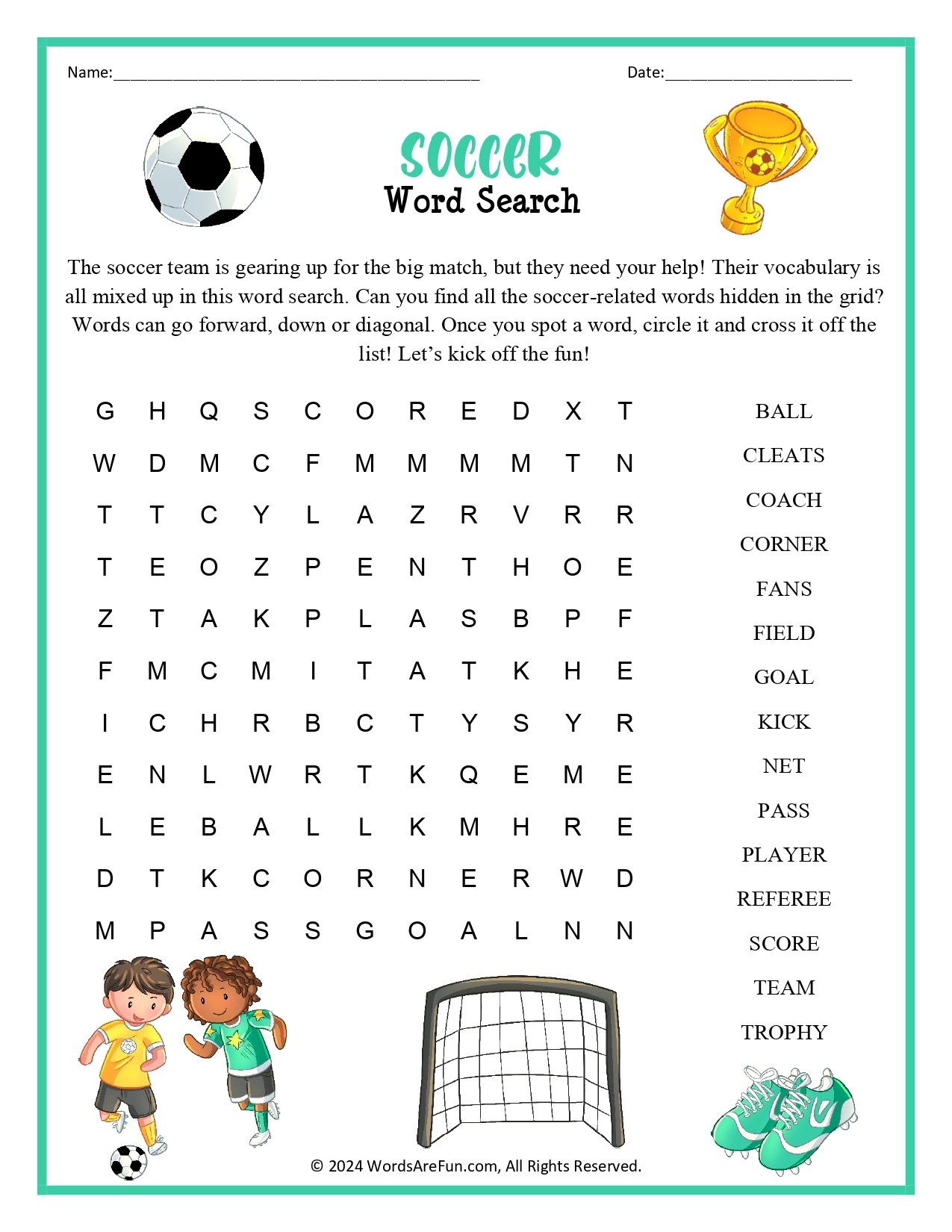 Sports Word Searches