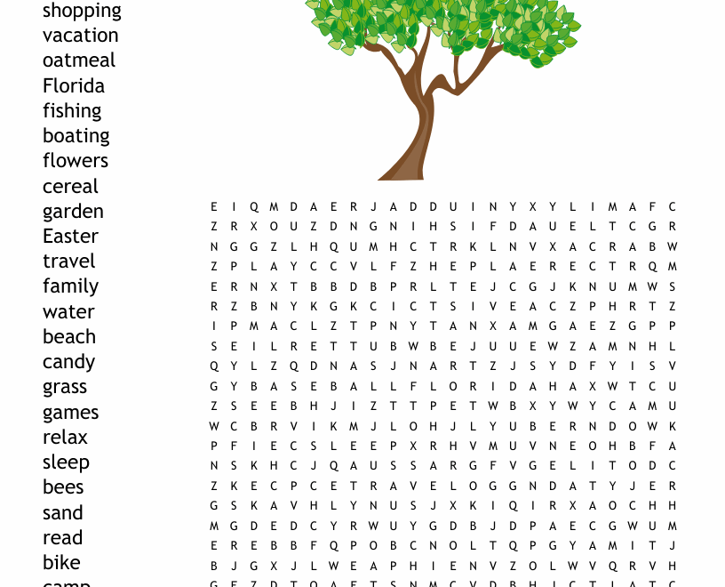 Spring Break Word Search WordMint
