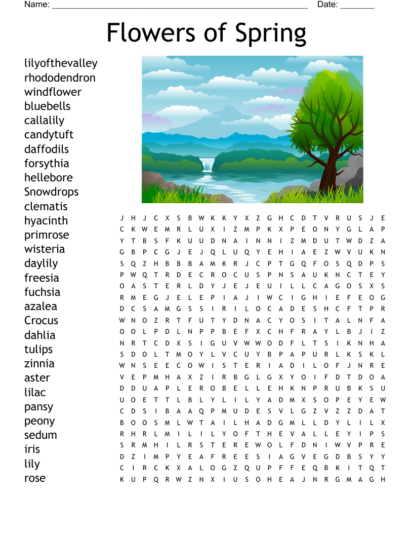 Spring Flowers Word Search WordMint