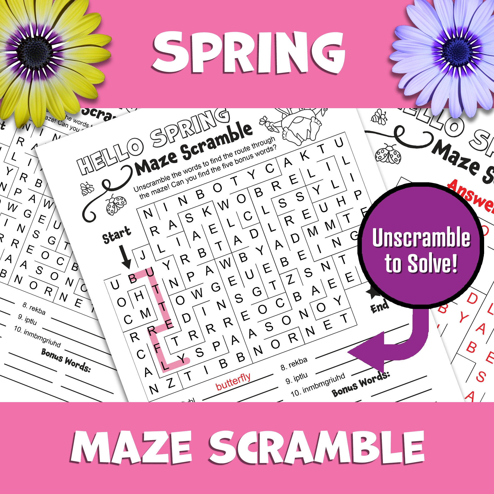 Spring Maze Printable Word Scramble Activity Word Search Puzzle Classful