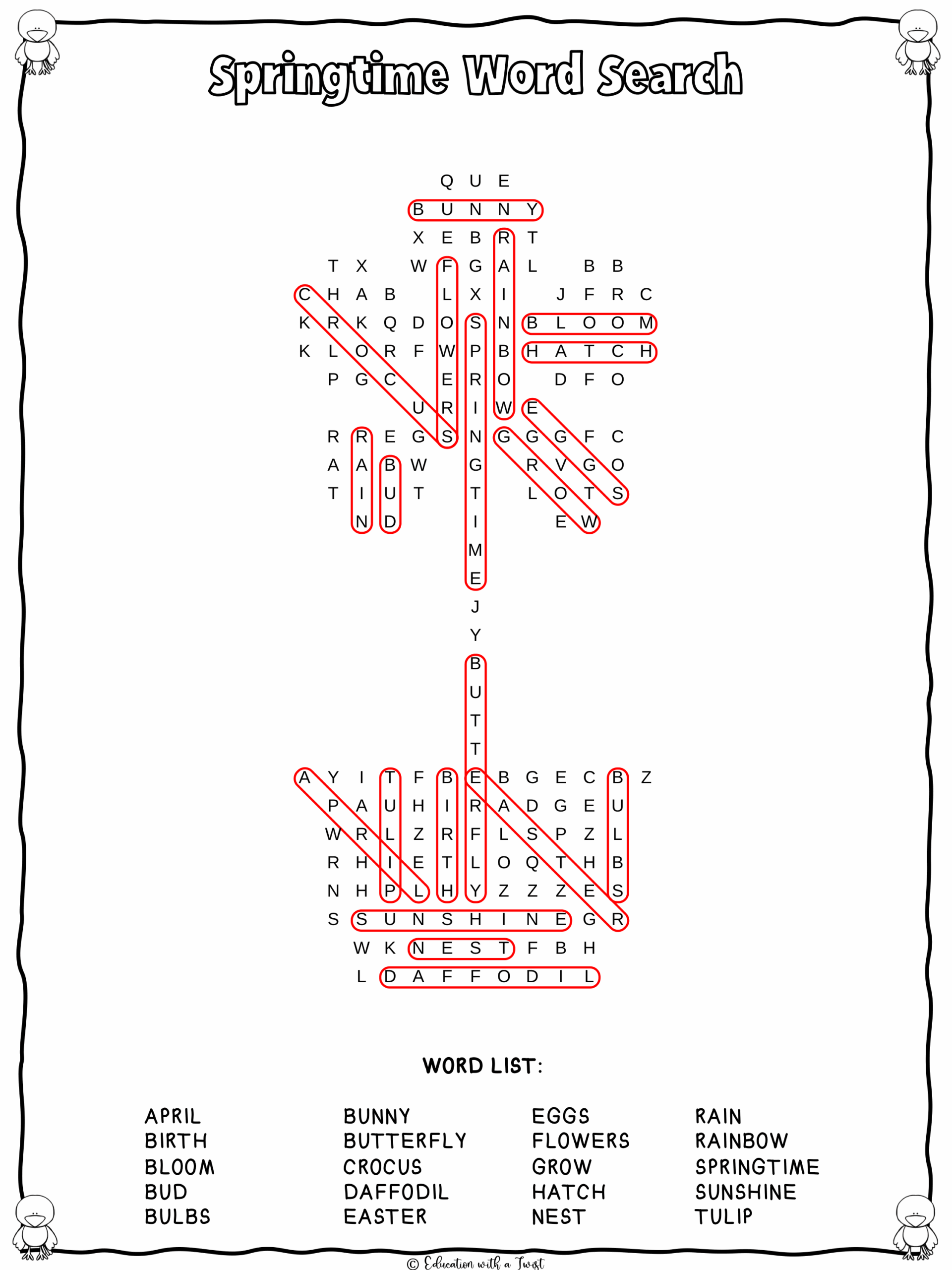 Spring Word Search Activity Printable Made By Teachers