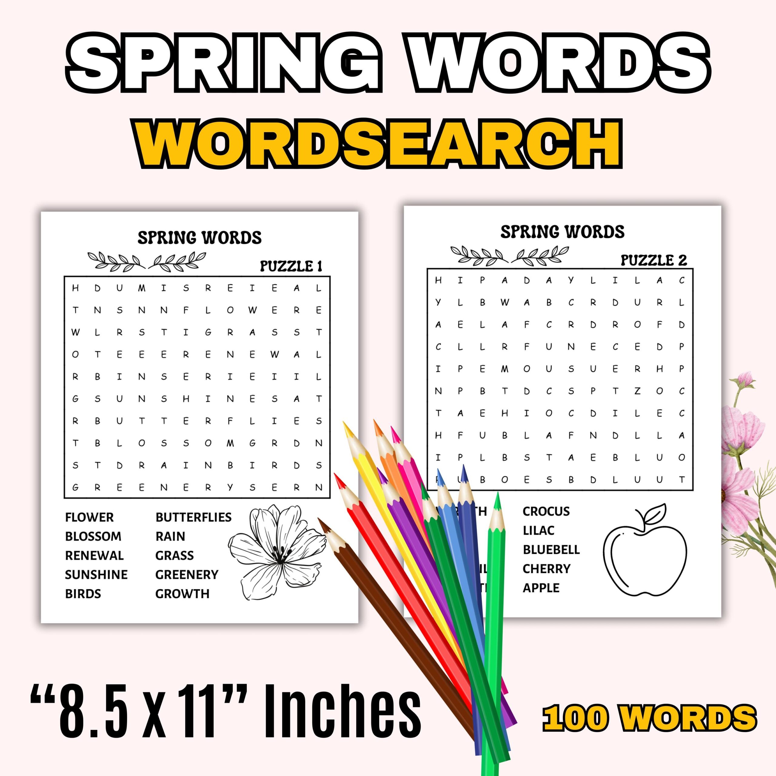 Spring Word Search Book PDF 100 Fun Words Printable Spring Activity For Kids Adults Seniors Easter Game Digital Download Etsy