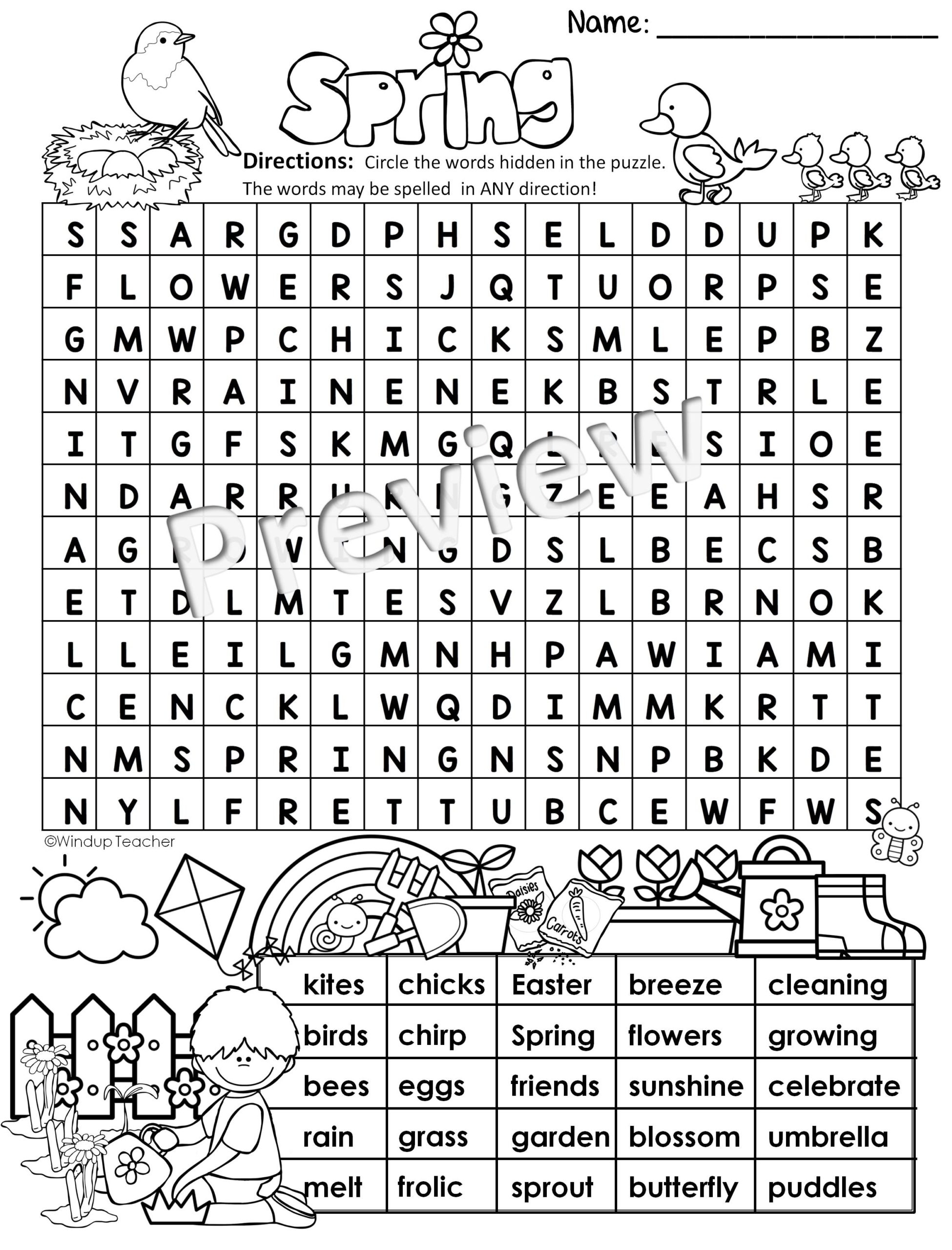Spring Word Search HARD Puzzle Ready To Go Made By Teachers