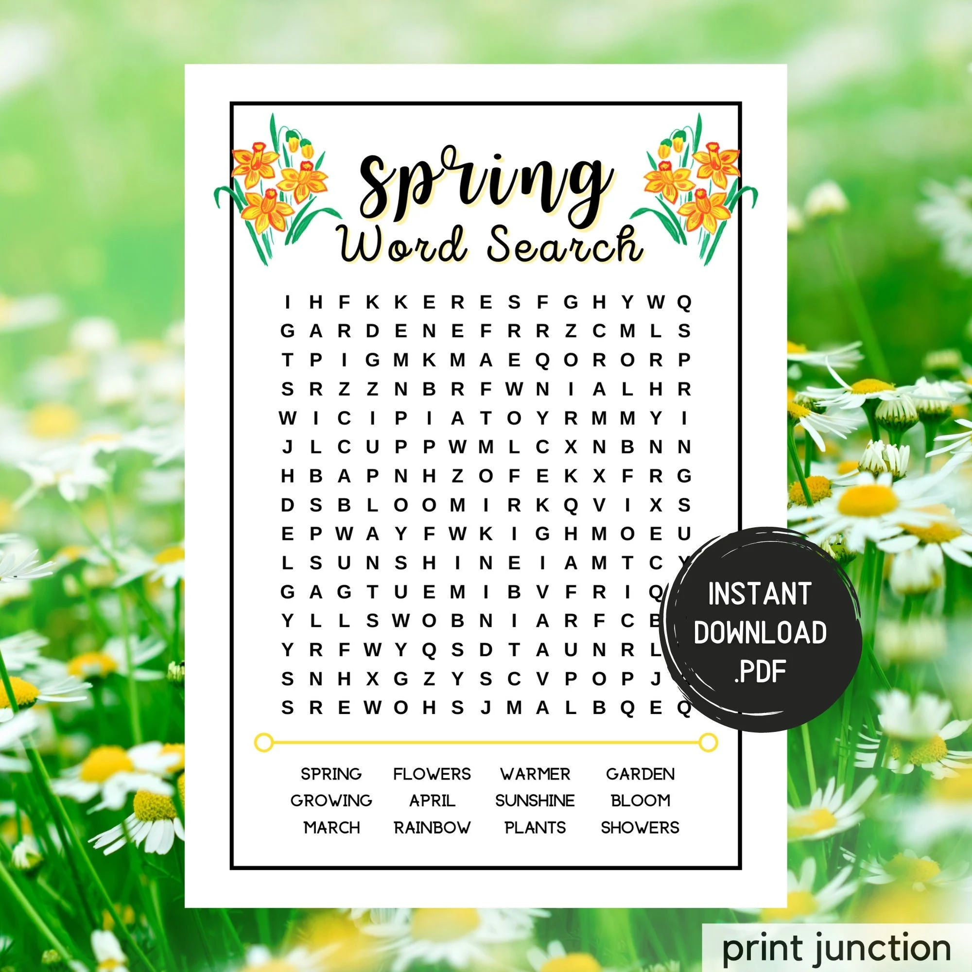 Spring Word Search Printable Springtime Games Spring Activities For Adults And Kids Fun Spring Games Easter Games Instant Download Etsy