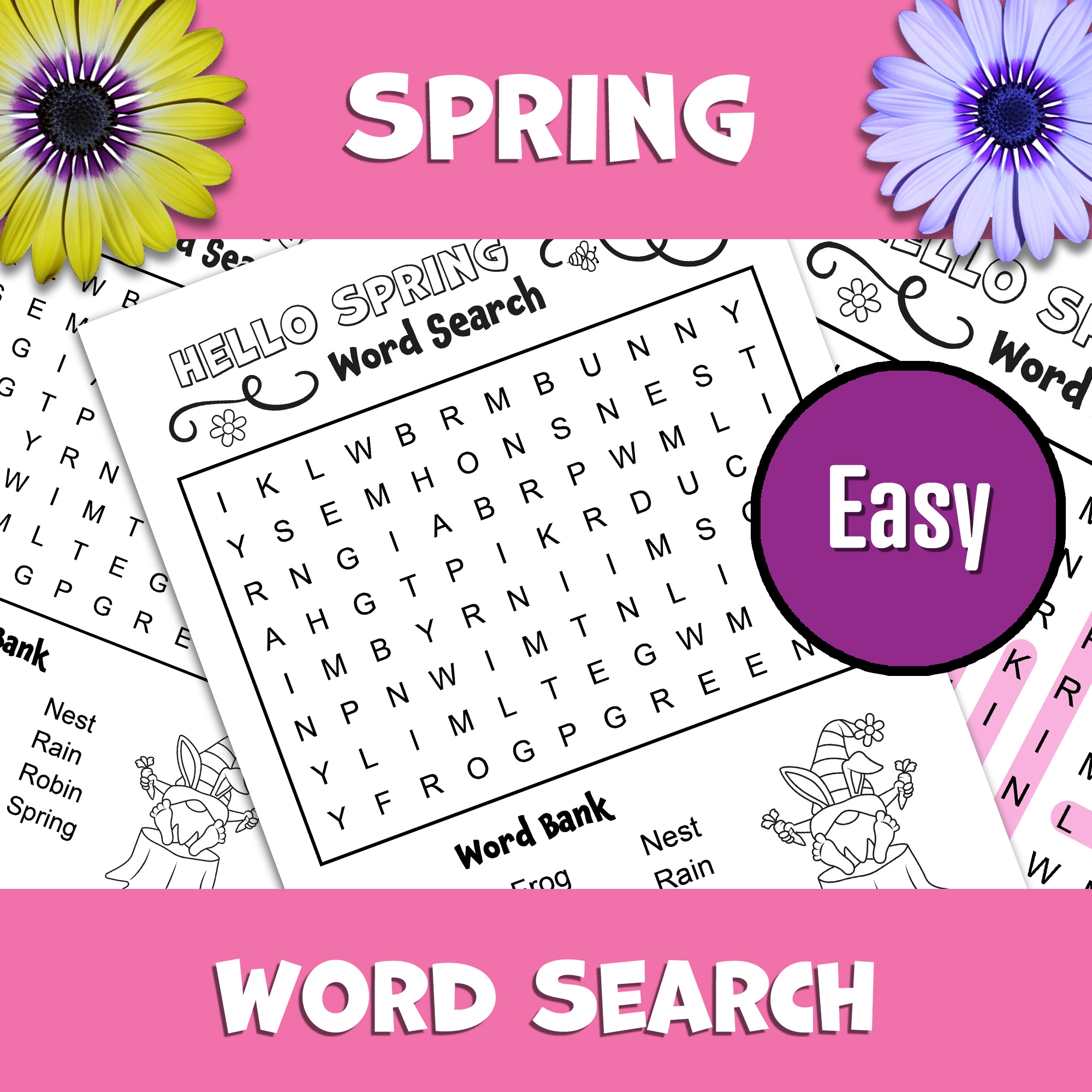Spring Word Search Puzzle Easy Word Game Activity Word Find Rainy Day Activity Classful