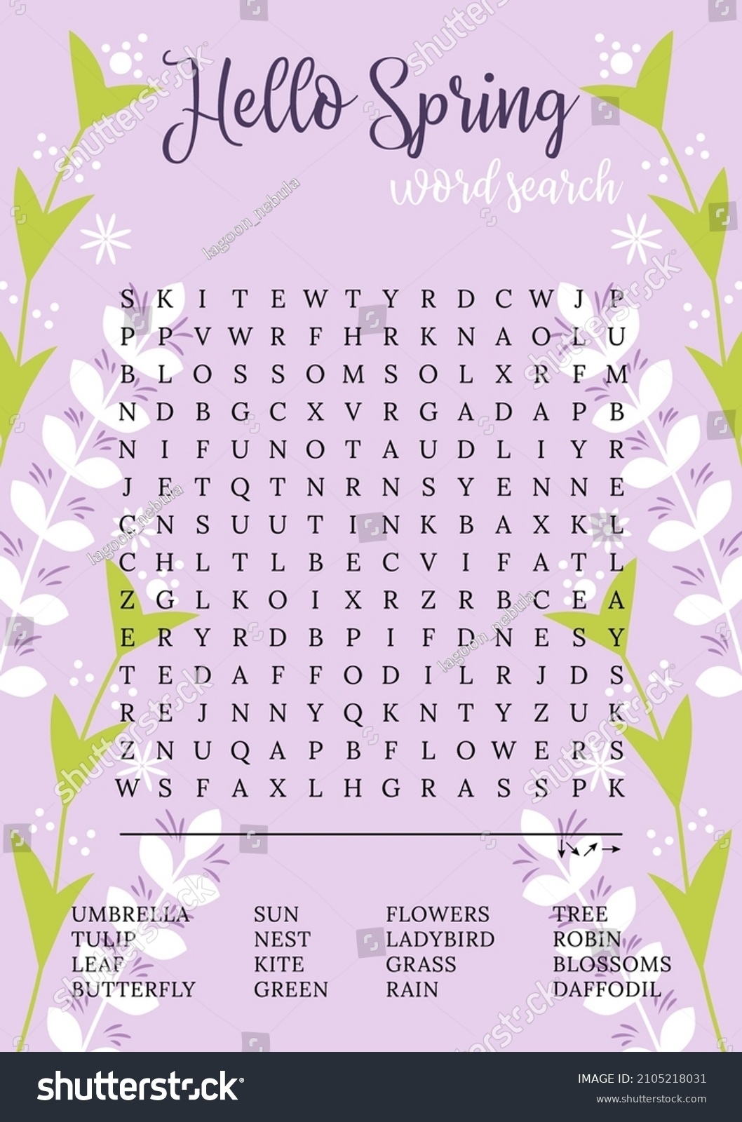 Free Spring Word Search Printable