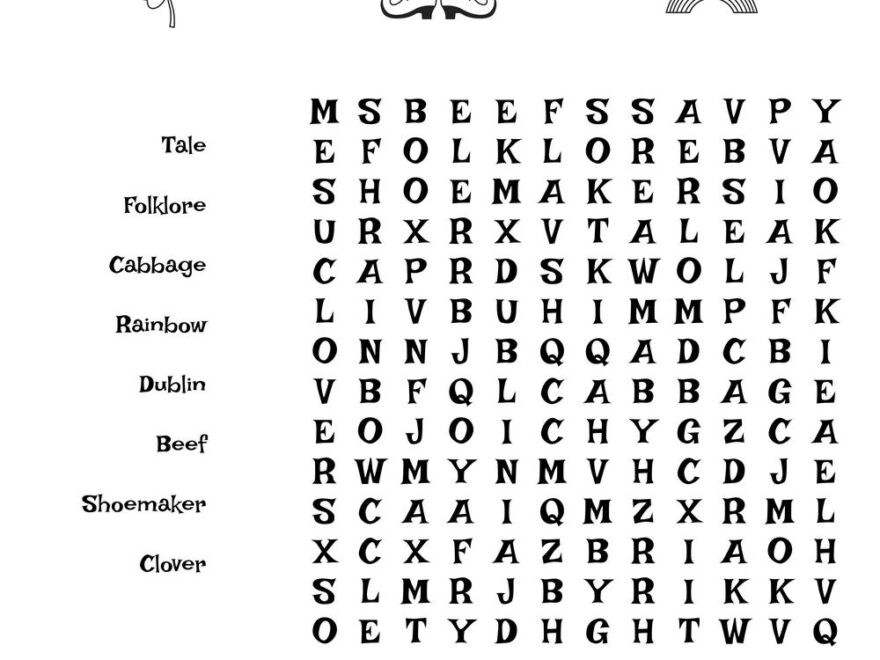 St Patrick s Day themed Word Searches Beeloo Printable Crafts And Activities For Kids