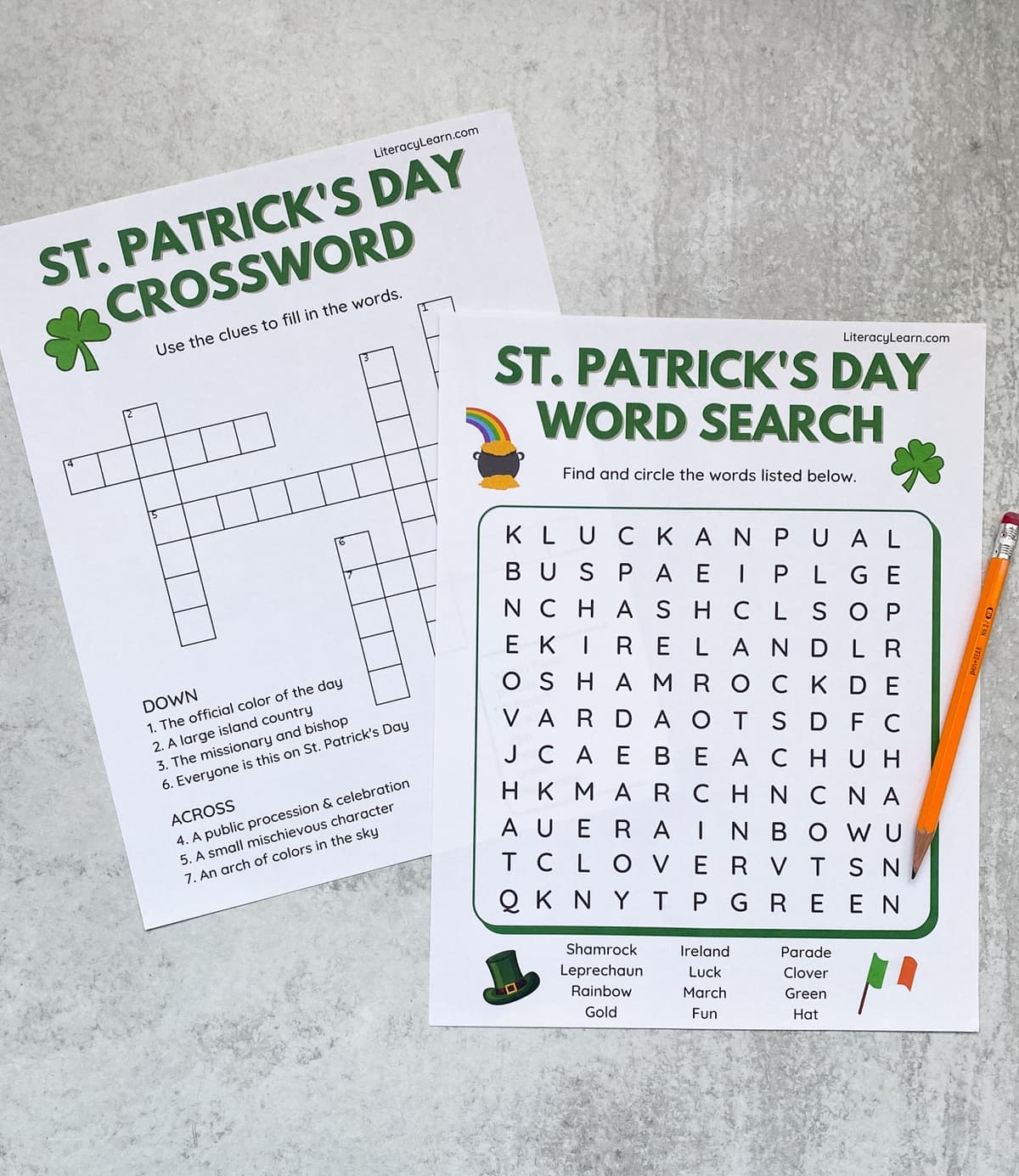 St Patrick s Day Word Search Crossword Literacy Learn