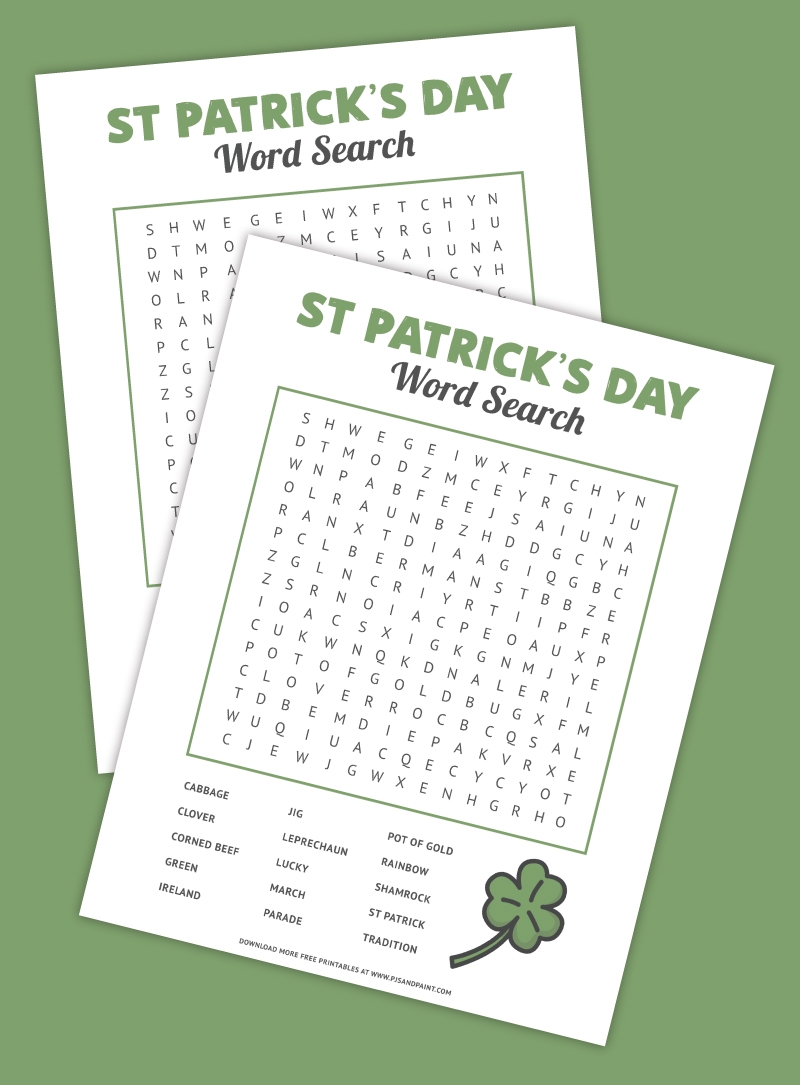 St Patrick s Day Word Search Free Printable Game Pjs And Paint