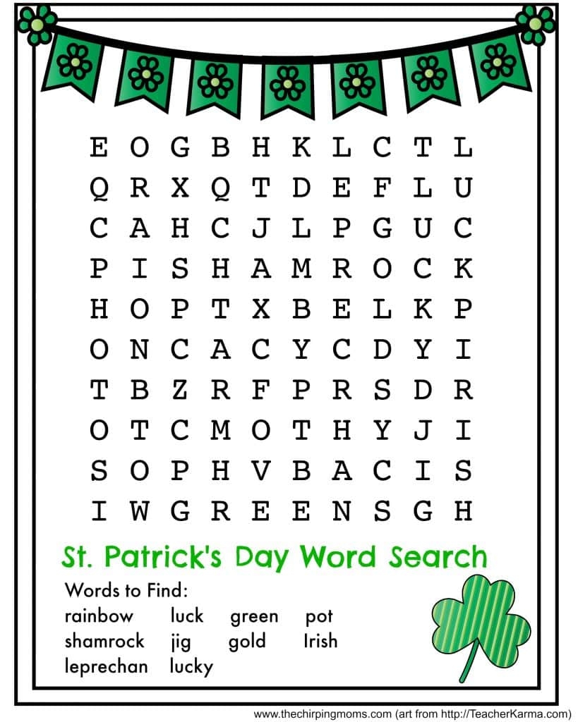st patrick s day word search free printable the chirping moms