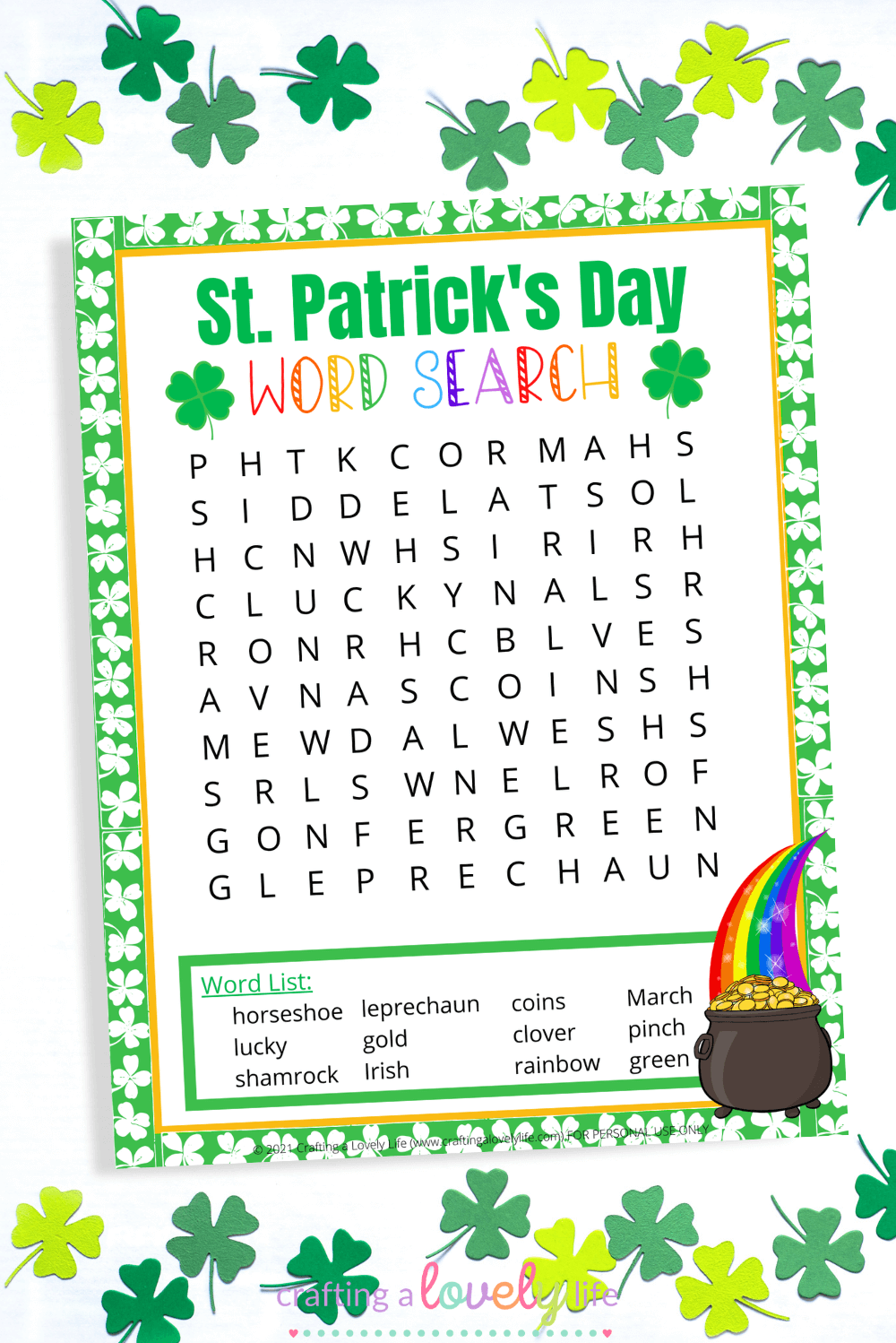 St Patrick s Day Word Search Free Printable