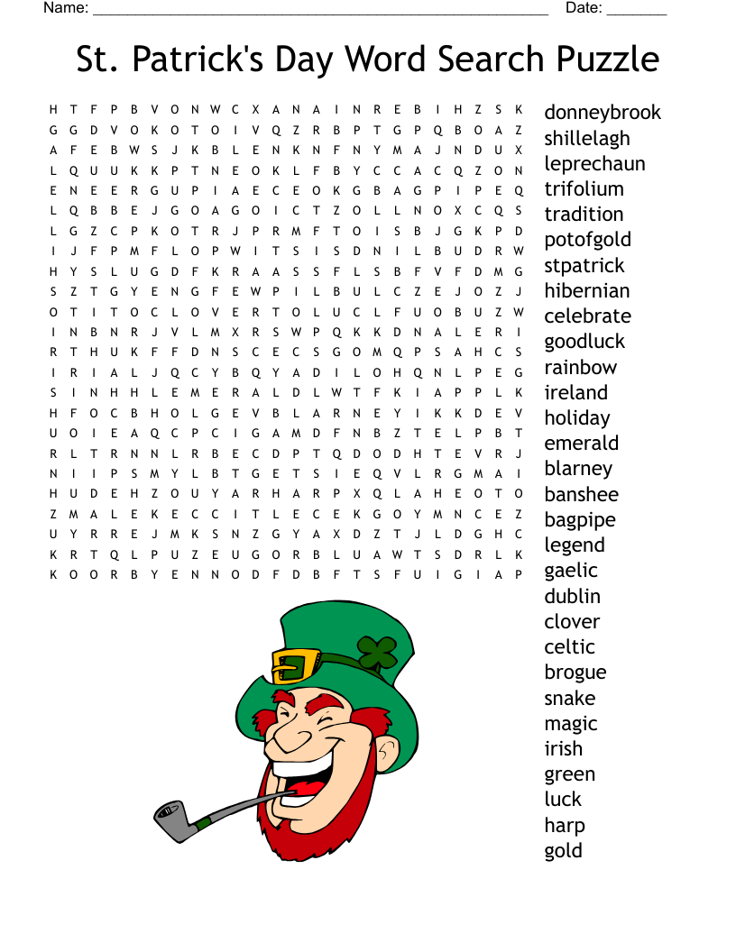 St Patrick s Day Word Search Puzzle WordMint