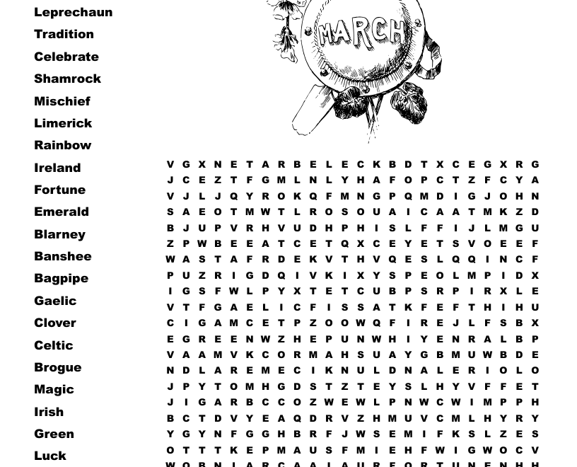 St Patrick s Day Word Search WordMint
