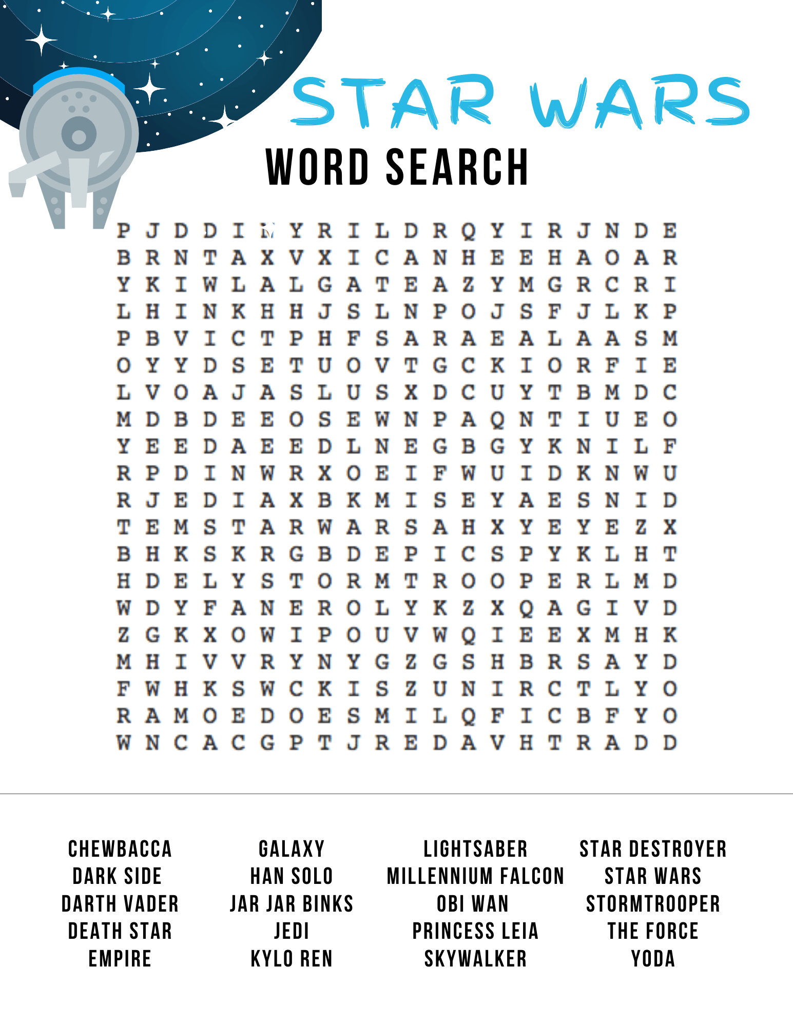 Free Printable Star Wars Word Searches
