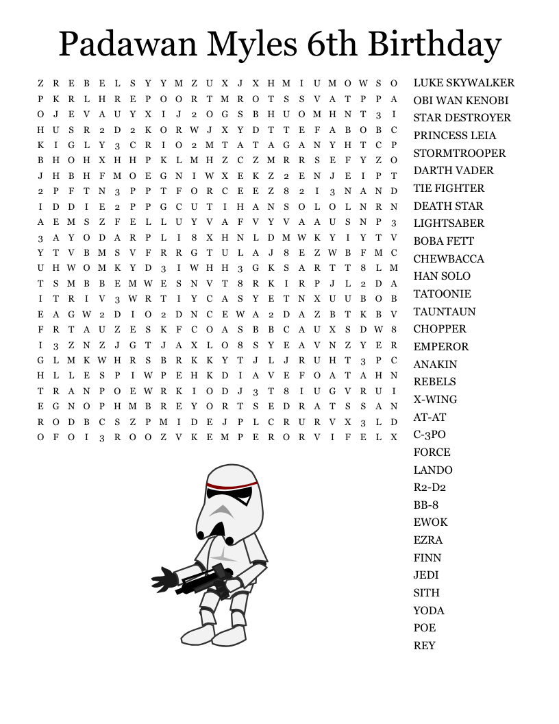 Star Wars Word Search WordMint