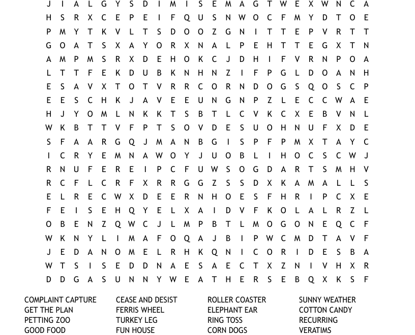 STATE FAIR Word Search WordMint