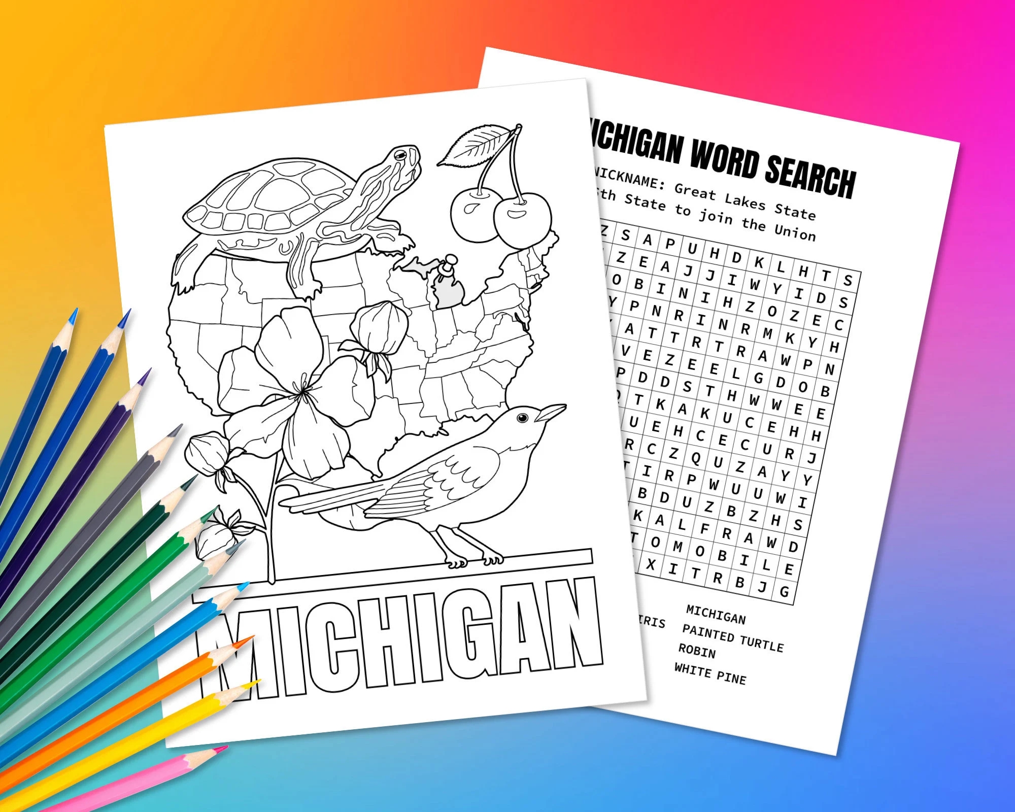 Word Search Printable Mi
