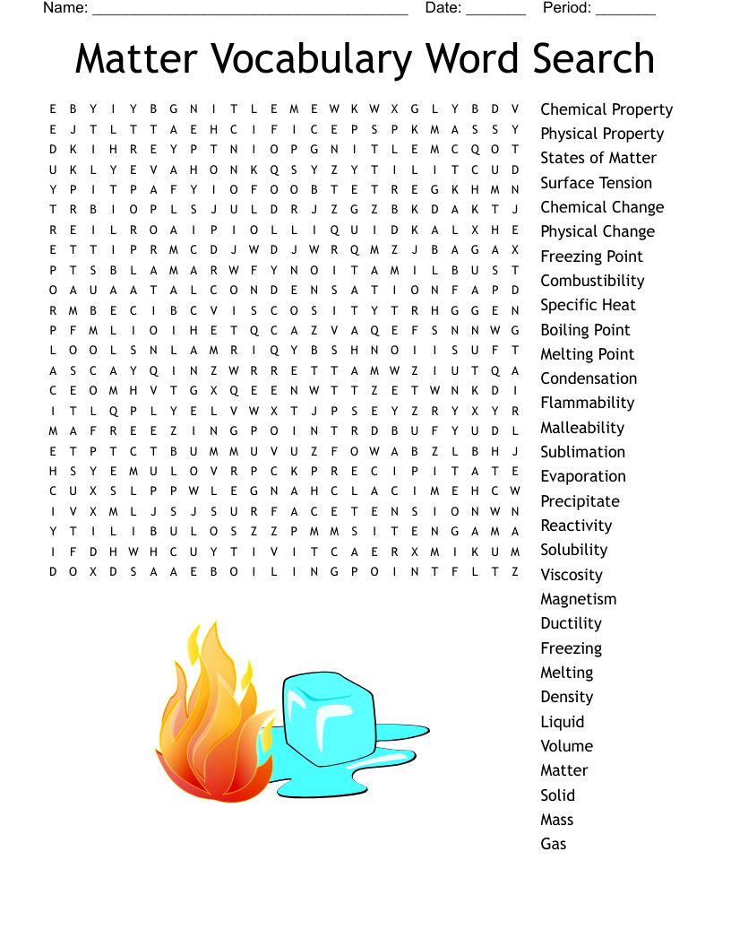 States Of Matter Word Search WordMint