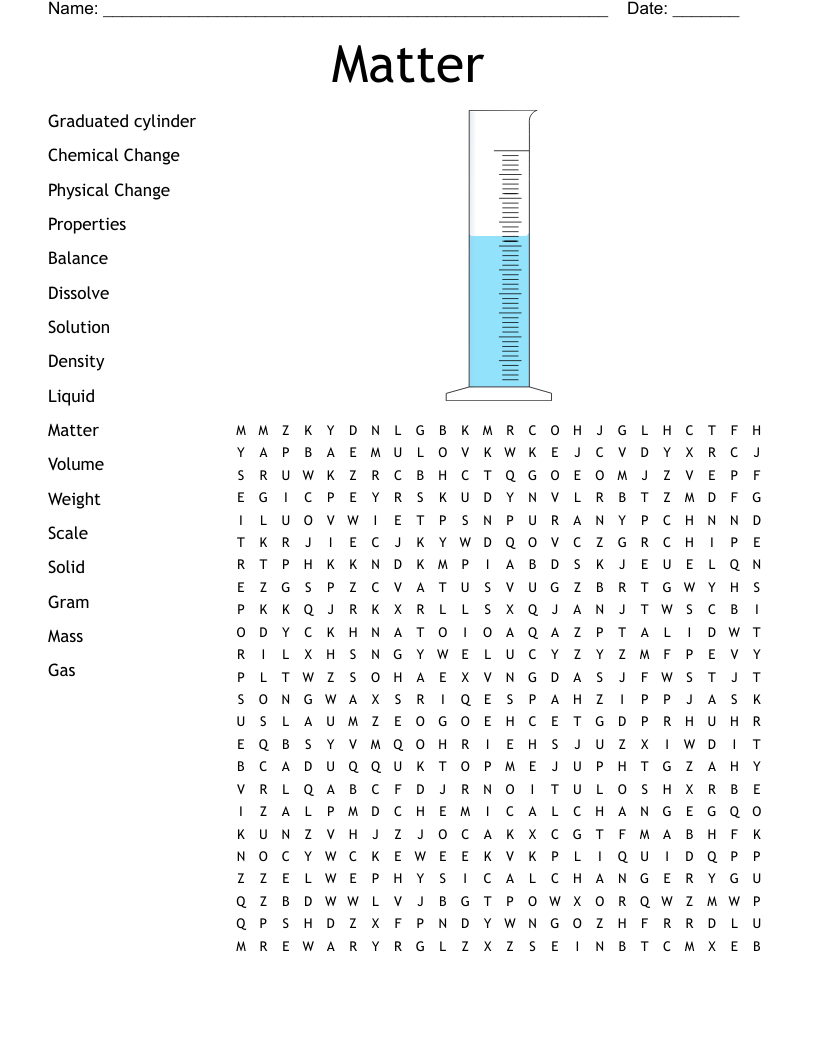 States Of Matter Word Search WordMint