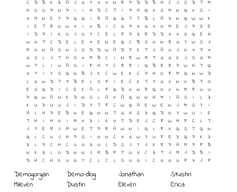Stranger Things Word Search WordMint