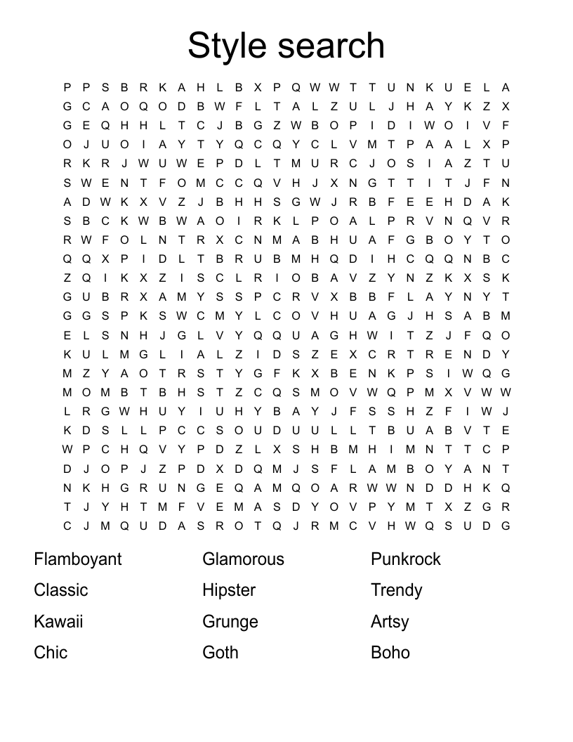 Style Search Word Search WordMint