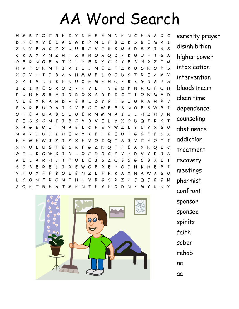 Substance Abuse Treatment Word Search WordMint